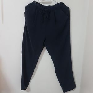 Muji Women Tencel Easy Tapered Pants Small Navy